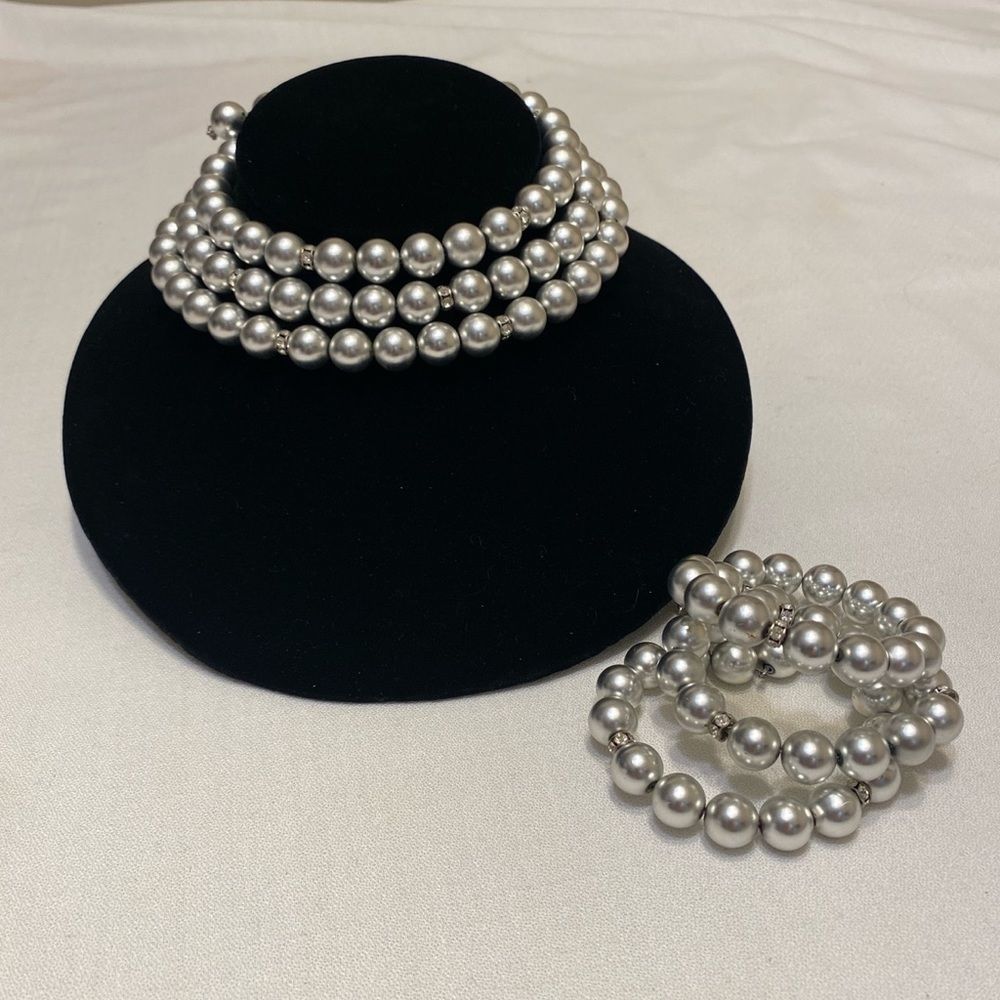 Vintage Silver Ball And Rhinestone Wrap Set - Picture 6 of 12